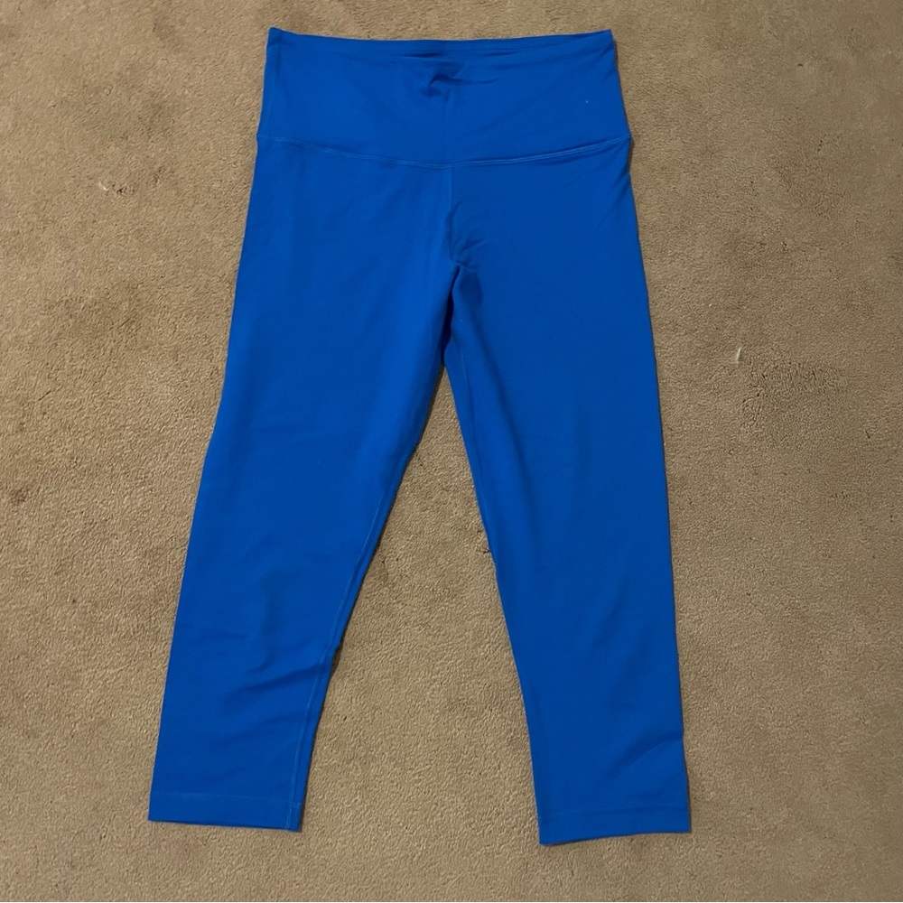 Blue High Waist Cropped Leggings
